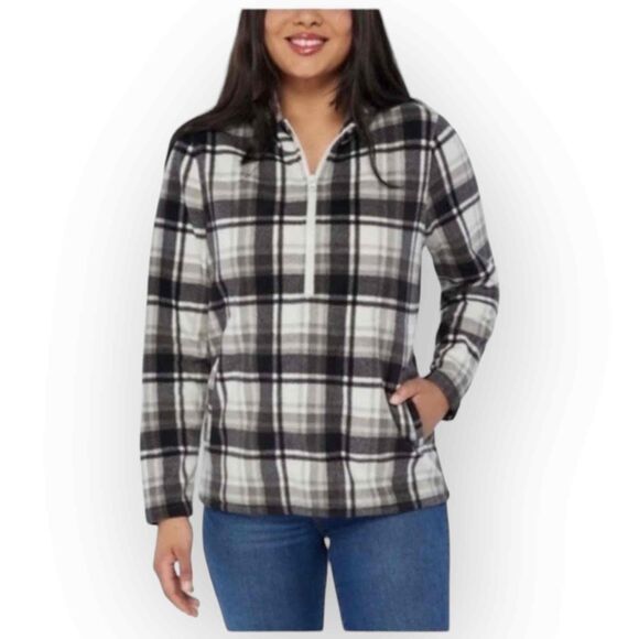 O'Neill Tops - O’Neill Half Zip Polar SuperFleece Hoodie - Plaid 0739